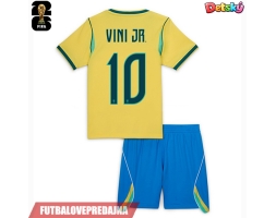 Lacne Dětský Futbalové dres Brazília Vinicius Junior #10 MS 2026 Krátky Rukáv - Domáci (+ trenírky)